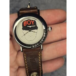 BOY London Quartz Wristwatch Leather Strap Stainless Steel Vintage 90s